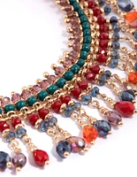 Colourful Facet Bead Row Necklace