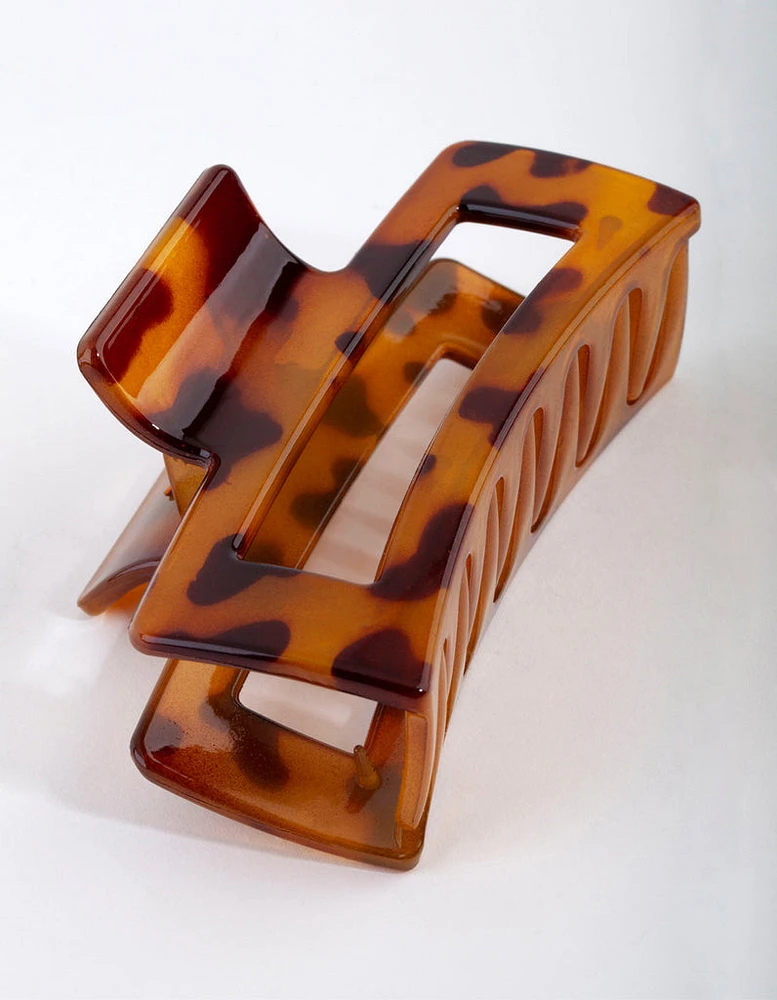 Tortoiseshell Plastic Large Rectangle Claw Clip