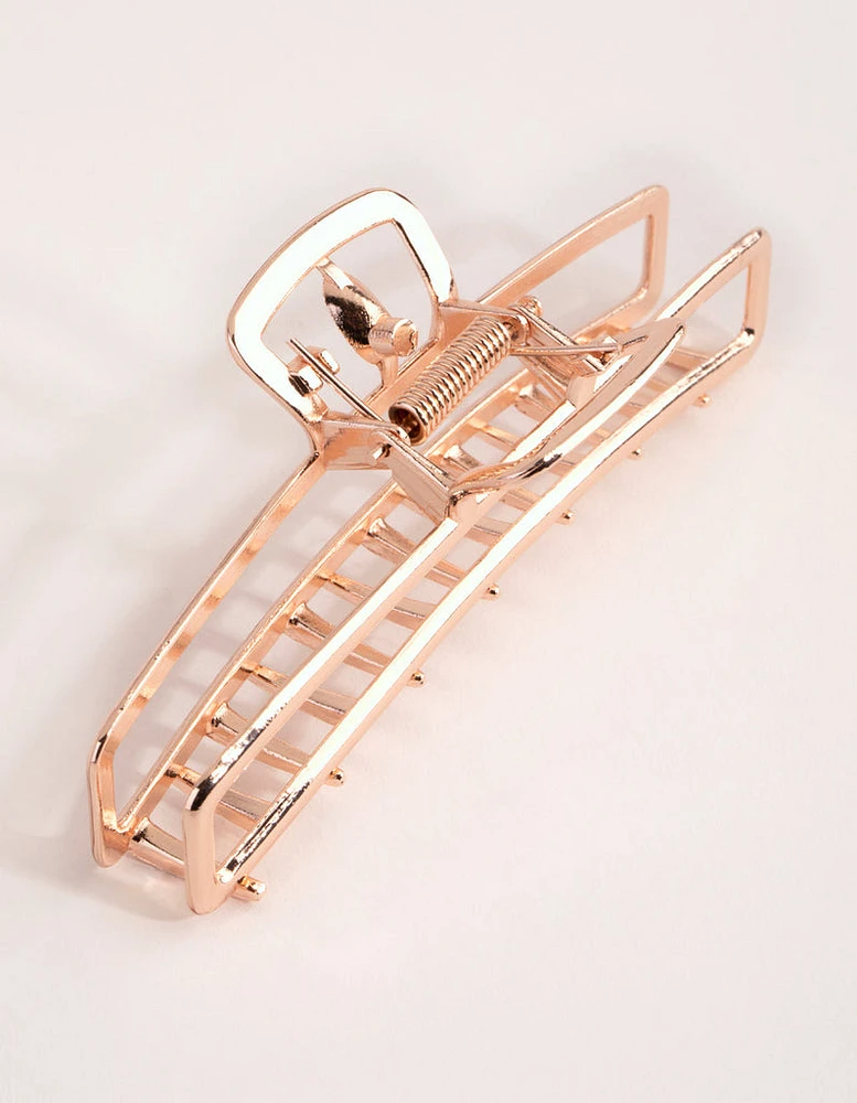 Rose Gold Metal Rectangle Curve Claw