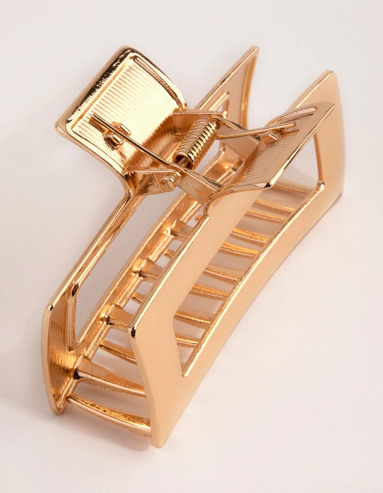 Gold Metal Rectangle Claw Clip