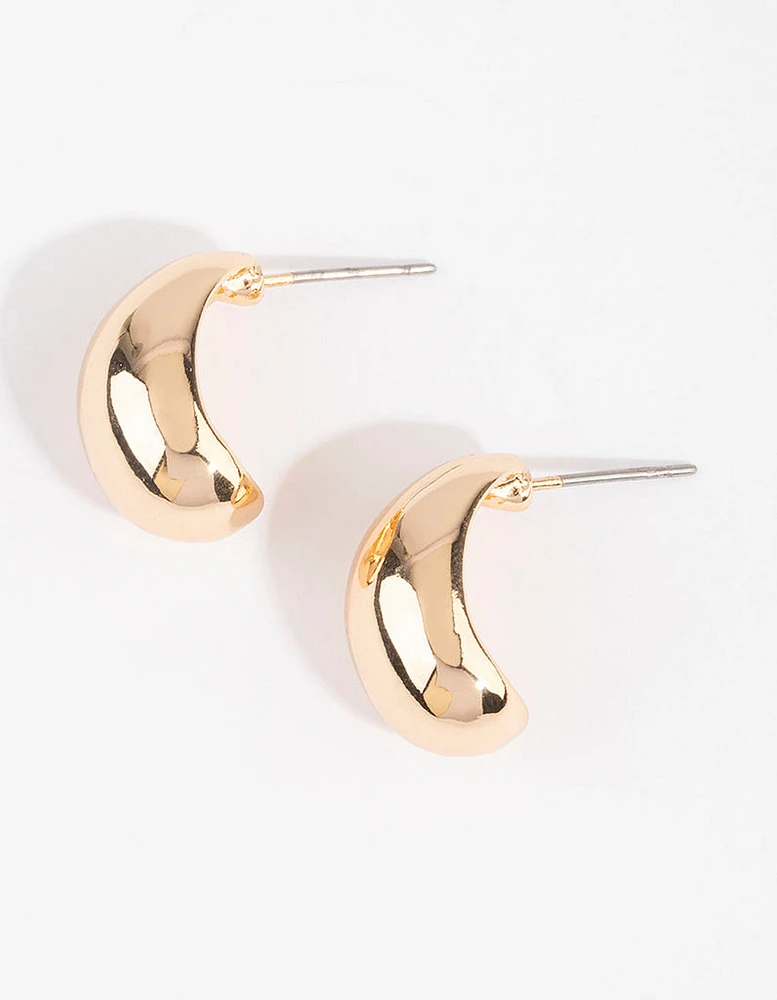 Gold Chubby Huggie Earrings