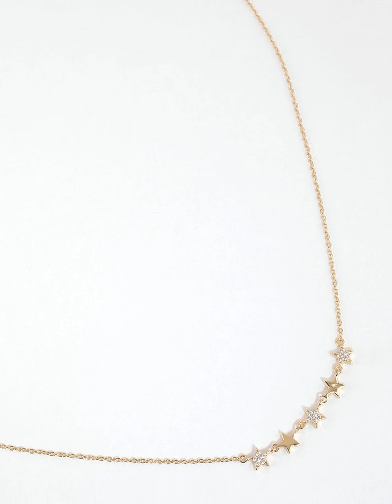 Gold Plated Sterling Silver Cubic Zirconia Starry Necklace