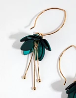Green Mini Flower Drop Earrings