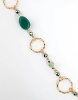 Gold & Green Crater Hoop & Bead Necklace