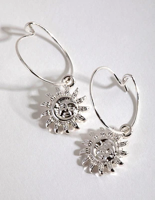 Silver Simple Sun Hoop Earrings