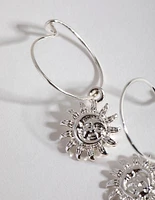 Silver Simple Sun Hoop Earrings