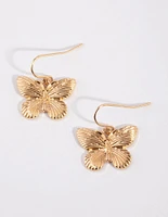 Gold Butterfly Drop Earrings