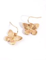 Gold Butterfly Drop Earrings