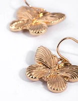 Gold Butterfly Drop Earrings