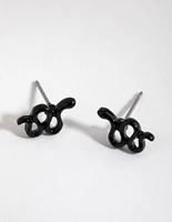 Matte Black Snake Stud Earrings