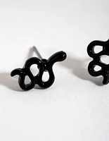 Matte Black Snake Stud Earrings