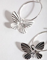 Silver Butterfly Huggie Hoop Earrings