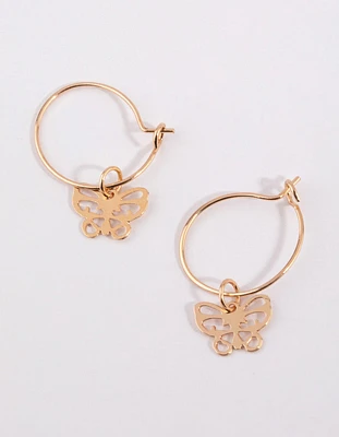 Gold Cut Out Butterfly Huggie Earrings