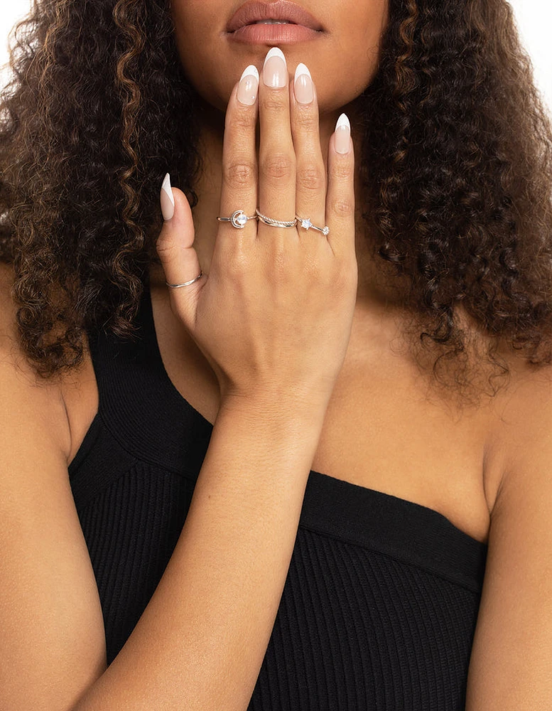 Silver Moonstone Mixed Ring Pack