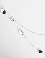 Silver Long Layered Station Necklace