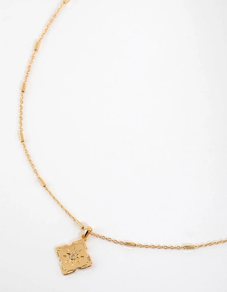 Gold Plated Vintage Star Pendant Necklace