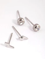 Surgical Steel Lightning Bolt Stud Earring Set