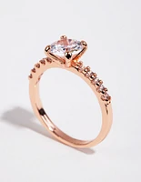 Rose Gold Plated Round Cubic Zirconia Ring