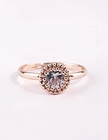 Rose Gold Cubic Zirconia Perfect Halo Ring