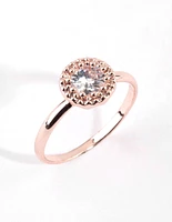 Rose Gold Cubic Zirconia Perfect Halo Ring