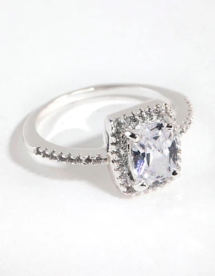 Silver Plated Cubic Zirconia Surround Stone Ring