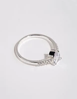 Silver Plated Pear Cubic Zirconia Ring