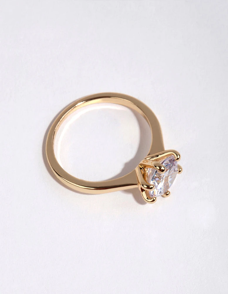 Gold Plated Round Cubic Zirconia Ring