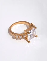 Gold Princess Cut Cubic Zirconia Ring