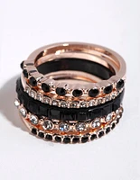 Rose Gold Black Stone Ring 4-Pack