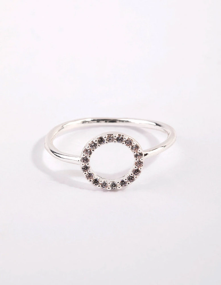 Silver Cubic Zirconia Open Circle Ring