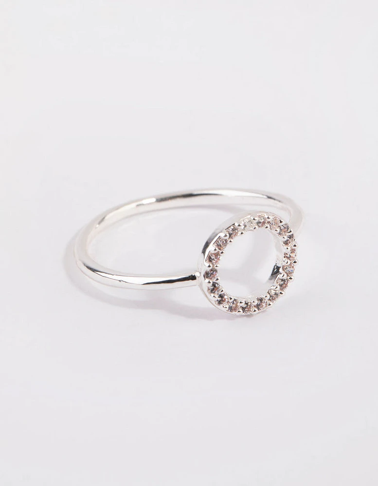 Silver Cubic Zirconia Open Circle Ring