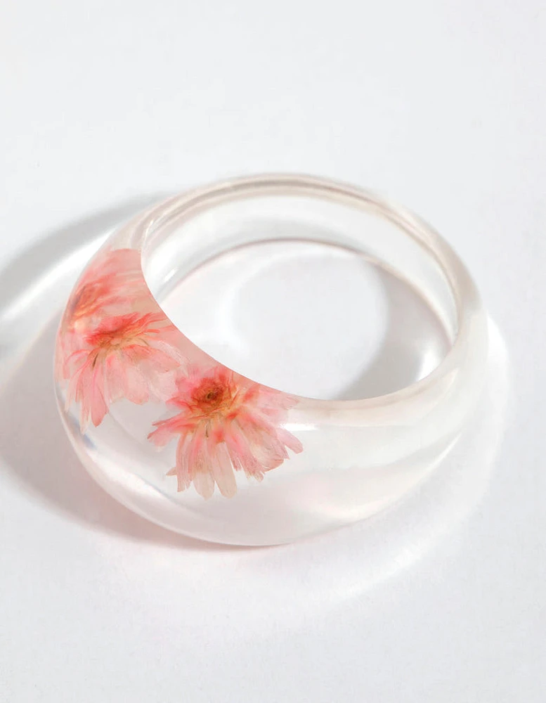 Pink Plastic Daisy Ring