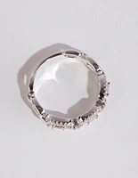 Silver Plated Cubic Zirconia Chain Ring