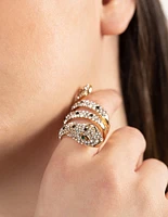 Gold Large Snake Diamante Ring