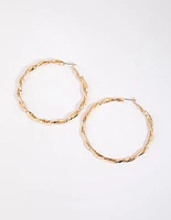 Gold Double Twist Hoop Earrings