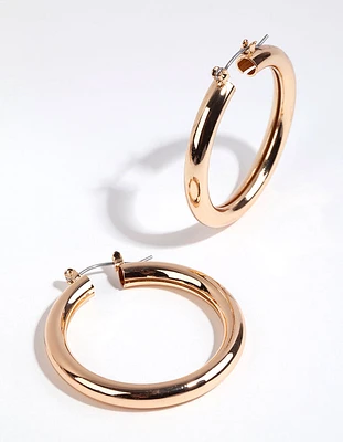 Gold Curved Medium Hoop Earrings