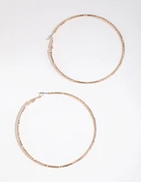 Gold Diamond Cut Big Hoop Earrings