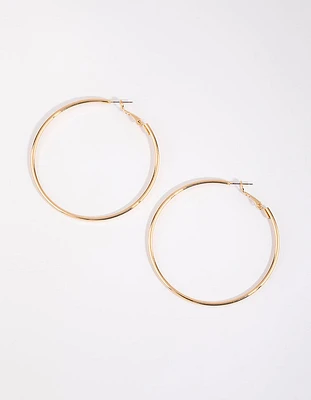 Gold Plain Rounded Hoop Earrings