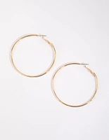 Gold Plain Rounded Hoop Earrings