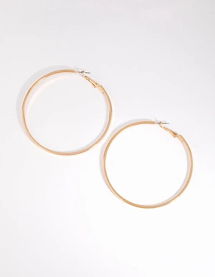 Gold Large Flat Hoop Earrings