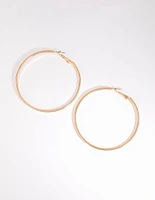 Gold Large Flat Hoop Earrings