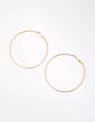 Gold Flat Edge Hoop Earrings