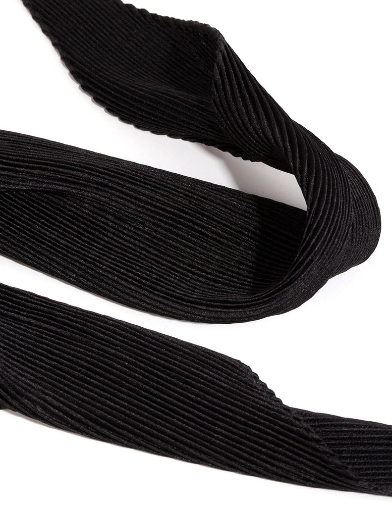 Black Satin Pleated Scarf