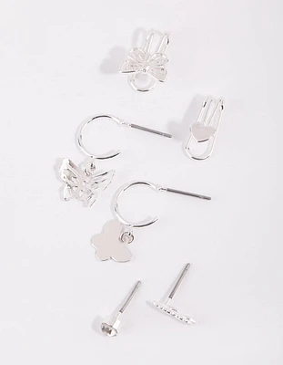 Silver Butterfly Ear Cuff Stack 6-Pack