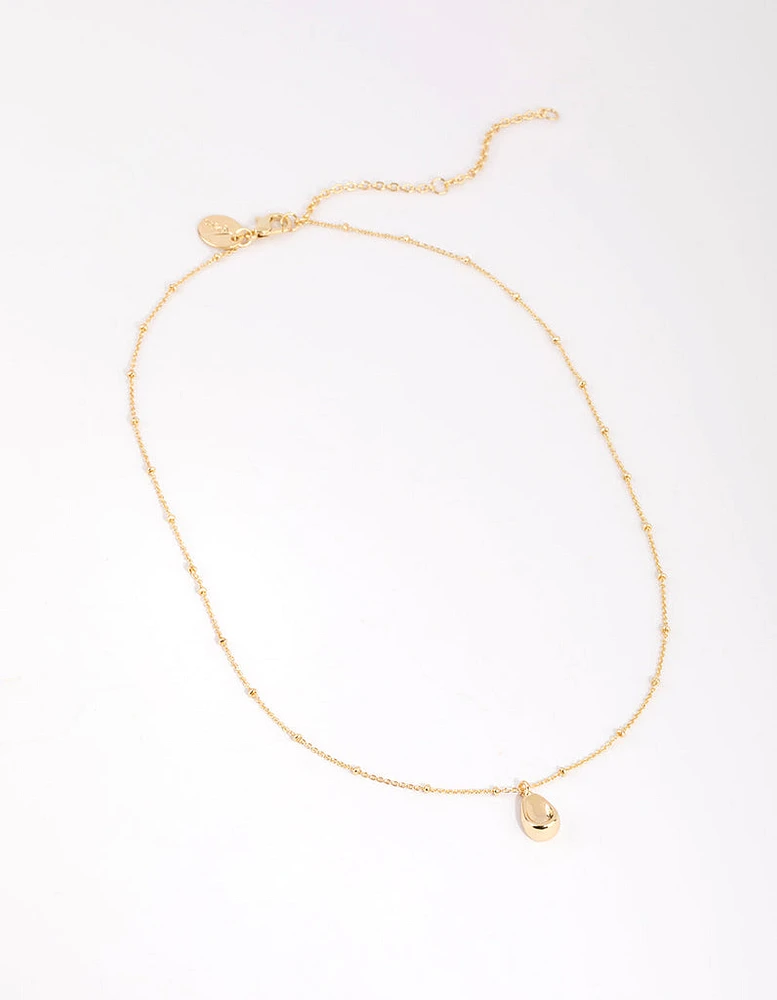 Gold Plated Dainty Oval Necklace