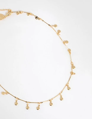 Gold Plated Disc Drop Necklace