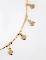 Gold Plated Disc Drop Necklace