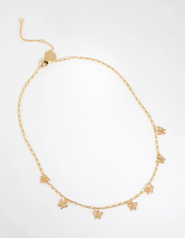 Gold Plated Butterfly Charm Necklace