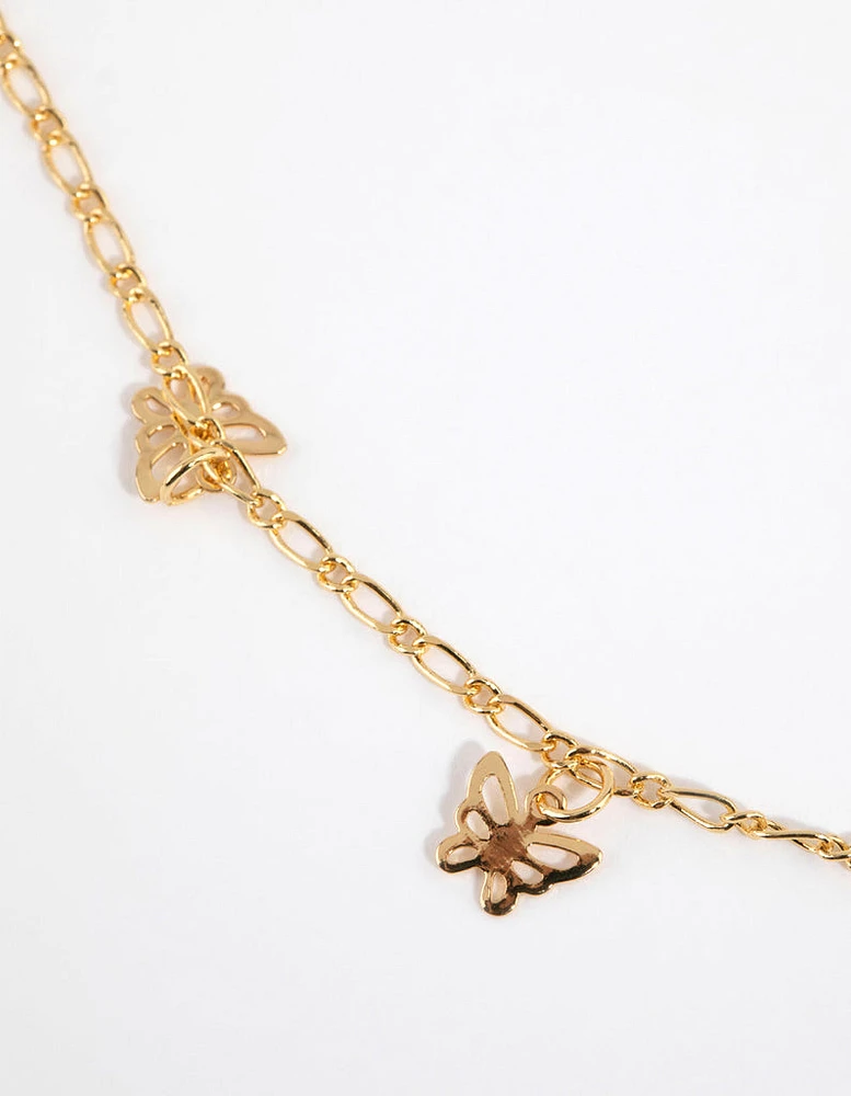 Gold Plated Butterfly Charm Necklace