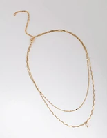 Gold Plated Wave Chain & Freshwater Pearl Layered Necklace